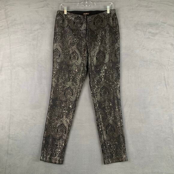 J McLaughlin Pants - J McLaughlin Metallic Paisley Skinny Pants Size 6 Luxe Boho Chic Evening